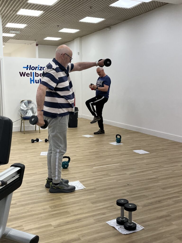 Horizon Gyms - a man lifting weights in a room