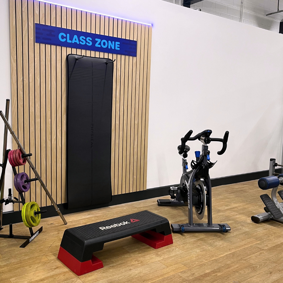 The Class Zone setup in Havant Gym. Where you will have your group exercise introduction session. 