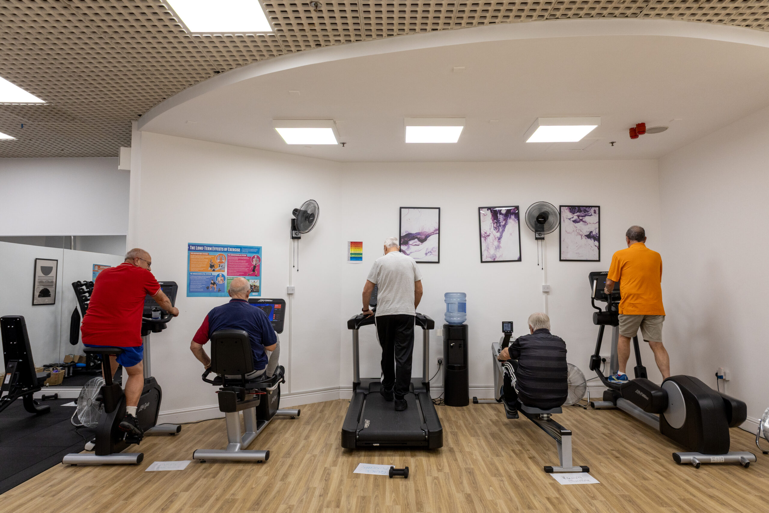 Group exercising in a fitness centre for diabetes awareness month